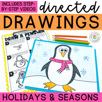 Preview of Holidays and Seasons Directed Drawings with Winter and Christmas Art Activities