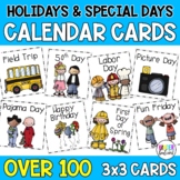 Holiday Calendar Cards with Special Days and Events