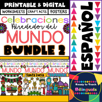 Preview of Holidays around the World in Spanish- Bundle 2 - Worksheets/Crafts/Posters