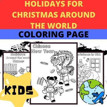 Preview of Holidays for Christmas Around The World Coloring Sheets, Coloring Worksheets