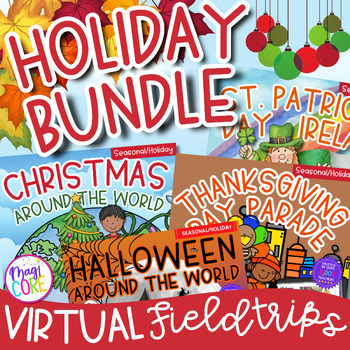 Preview of Virtual Field Trip Holidays All Year Bundle Google Slides Digital Activities