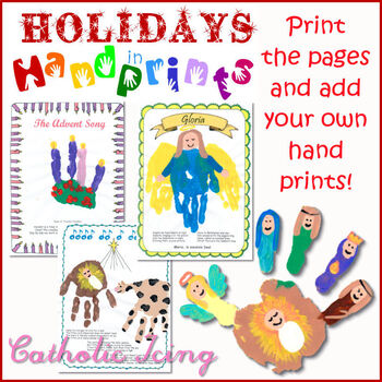 Preview of Holidays in Handprints - A DIY Christmas Activity Packet for Catholic Children