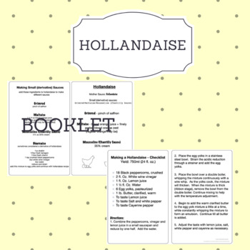 Preview of Sauces - Hollandaise Booklet (FCS, FACS, ProStart, family consumer science)