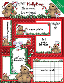 Preview of Holly Bear Classroom Kit - Holiday Borders, Printables & Clip Art by DJ Inkers