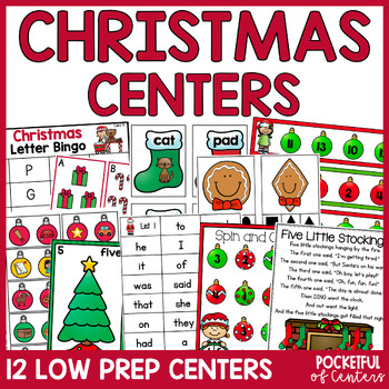 Christmas Centers: Math & Literacy Activities for Pre-K & Kindergarten ...