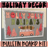 Holly Jolly Holidays Bulletin Board Kit for Retro Festive Winter 