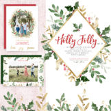 Holly Jolly Watercolor Christmas Clipart, Holiday Wreath C