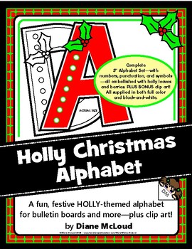 Preview of Christmas Holly Themed 5" Bulletin Board Letters and Numbers—and more!