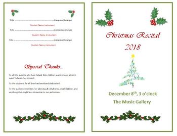 music recital program templates free