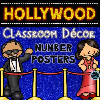 Preview of Hollywood Theme Number Posters - Hollywood Classroom Decor