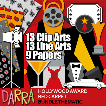 Preview of Hollywood Award Red Carpet Clip Art  - Movie night party - Collaboration Pack