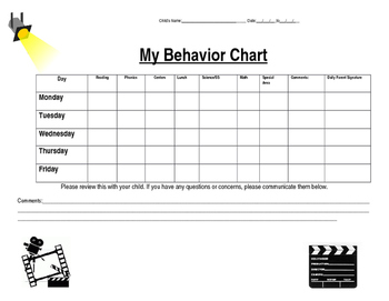 Hollywood Behavior Chart by Teacher Mommy 7 Store | TPT