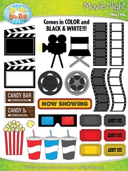 Preview of Hollywood Movie Night Clipart {Zip-A-Dee-Doo-Dah Designs}