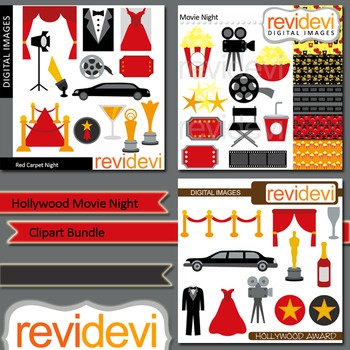 Preview of Hollywood Movie Night Clip art (3 packs)