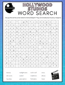 Hollywood Studios (Walt Disney World) Crossword Puzzle and Key TPT