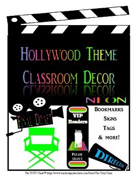 Preview of Hollywood Theme Classroom Decor(Neon)