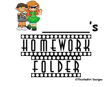 Preview of Hollywood Themed Homework Folder Labels