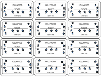 hollywood ticket template by mrs wildmans third grade tpt