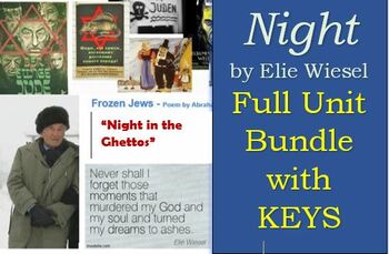 Preview of Night BUNDLE: Full UNIT, poetry, articles, study guide, PPT, tests, w/KEYS
