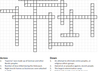 Preview of Holocaust Crossword