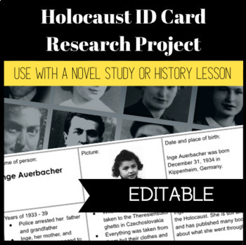 Preview of Holocaust Identification Card Research Activity for ELA or History