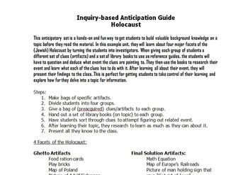 Preview of Holocaust Inquiry-based Anticipation Guide