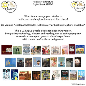 Preview of Holocaust Literature Digital Book BINGO with Google Slide Student BINGO Boards