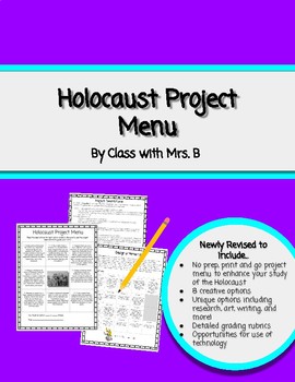 Preview of Holocaust Project Menu- No prep, share and go!