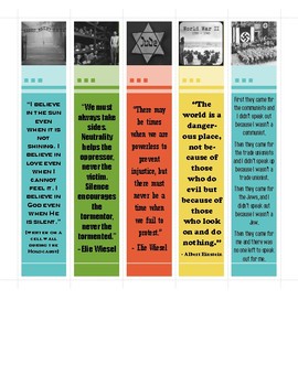 Preview of Holocaust Quote Bookmarks