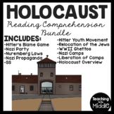 Holocaust Reading Comprehension Worksheet Bundle World War II