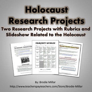 Preview of Holocaust - Research Projects (2 Projects, Slideshow, Rubrics, Web Links, Plan)