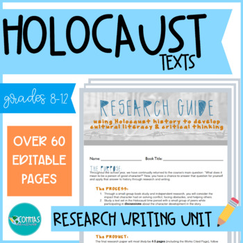 Preview of Holocaust Research Unit Literature and Writing EDITABLE