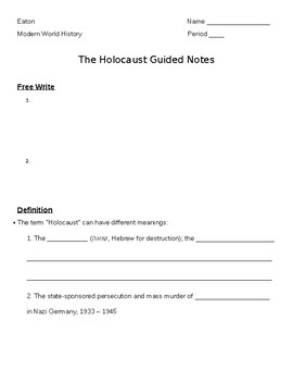 Preview of Holocaust Scaffolded Notes