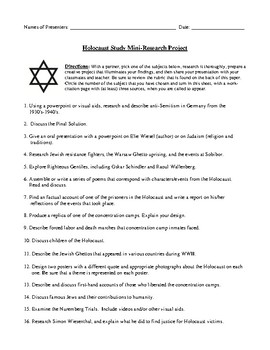 Preview of Holocaust Mini-Research Project and Detailed Rubric