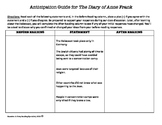 Holocaust / The Diary of Anne Frank: Anticipation Guide & 
