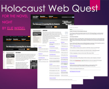 Preview of Holocaust Webquest Study or Intro for Night by Elie Wiesel