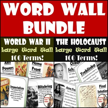Preview of Holocaust Word Wall & World War II Word Wall Bundle - 100 Terms Each!