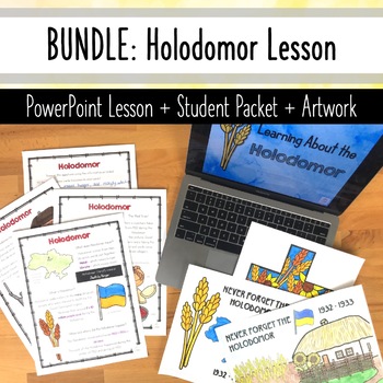 Preview of Holodomor BUNDLE - PowerPoint Lesson + Student Booklet + Artwork Pages