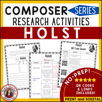 Preview of Holst Music Composer Study and Worksheets