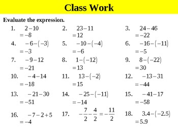 Adding and subtracting real numbers worksheets