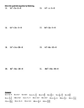 Solving Equations By Factoring Worksheet Promotiontablecovers