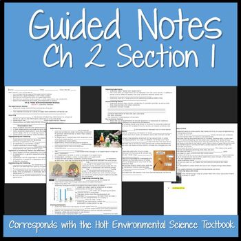 Preview of Holt Env Sci Ch 2: Tools of Env Sci Section 1: Sci Method Guided Notes