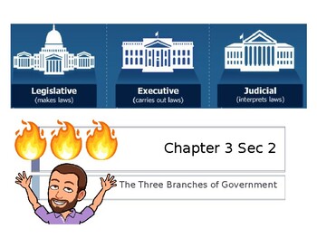 Preview of Holt McDougal Civics Chapter 3 Sec 2 The Three Branches of Government