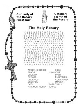 Holy Rosary Word Search by Little Disciples TPT