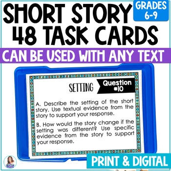 Preview of Short Story Task Cards - Short Story Reading Comprehension Activities & Projects