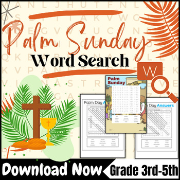 Preview of Holy Week Activities - Palm Sunday word search For 3rd-5th Grade- Palm Sunday