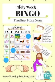 Preview of Holy Week BINGO, Jesus Timeline of Passion week before Easter, Christian Game