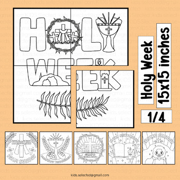 Preview of Holy Week Bulletin Board Timeline Easter Coloring Activities Poster Palm Sunday