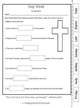 Preview of Holy Week Cut and Paste