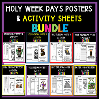 Preview of Holy Week Days Posters & Activity Sheets Bundle